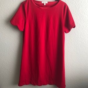 Red dress with scalloping